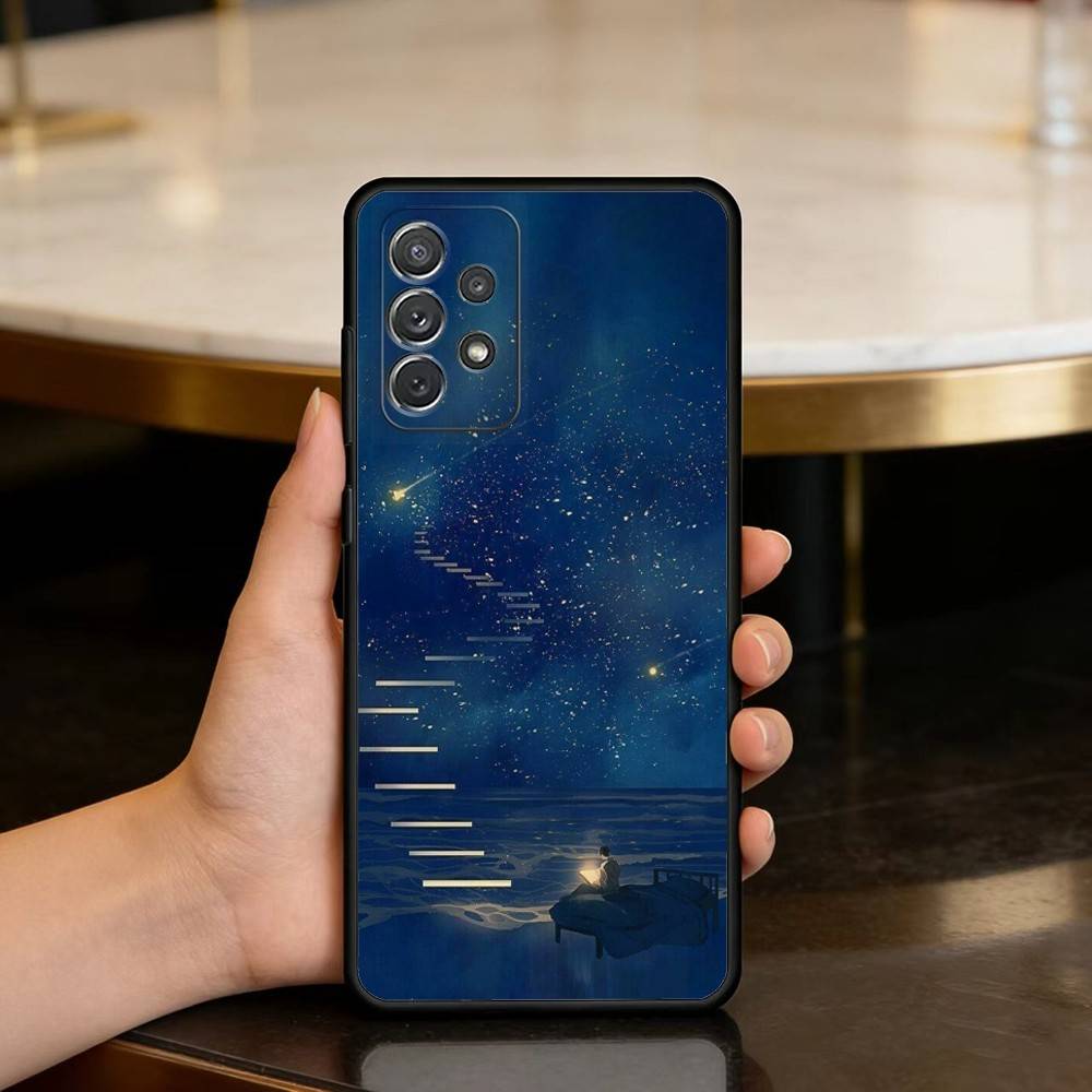 Новый Водный Сон Арт Мягкий Силиконовый Черный Чехол для Телефона Для Samsung Galaxy A73,A72,A71,A70,A53,A52,A51