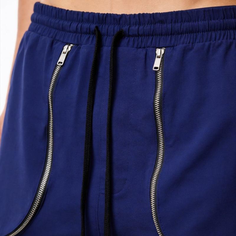 Men Casual Cargo Shorts Elastic Waist Drawstring With Zipper Pockets