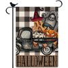 Happy Halloween Truck Garden Flag Fall Winter Vertical Double Sided Holiday Farmhouse Seasonal Yard Outdoor Decor