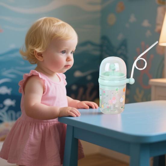 Кружка-брызгалка «Кит» с трубочкой, герметичная, многоразовая, поильник для детей, 260 мл, стакан-фонтан «Кит» для вечеринки, школы, пляжа