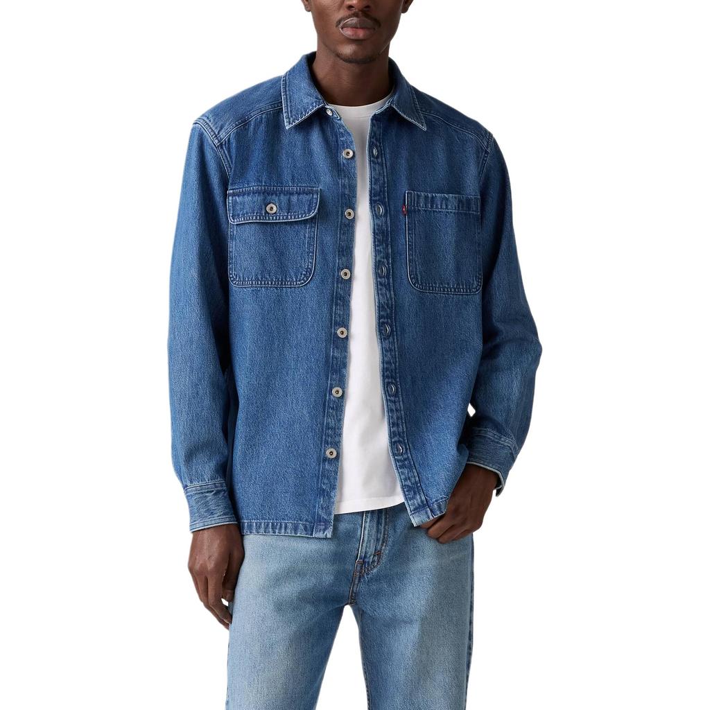 Levis Винтажная Свободная Простая На Пуговицах Джинсовая Рубашка с Длинным Рукавом Мужские рубашки 003NW-0000
