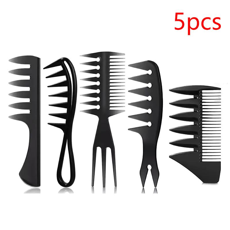 5Pcs Portable Anti-Static Men's Hair Styling Comb Set Wide Tooth Hair Pick for Daily Hair Care Use