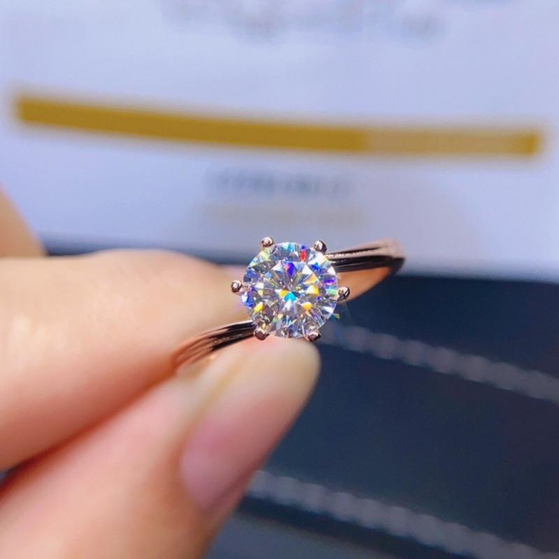 BELLA BOX Восемь сердец и восемь стрел 1 карат 6,5 мм круглое белое кольцо формы для женщин циркон помолвка изысканные великолепные ювелирные изделия в подарок