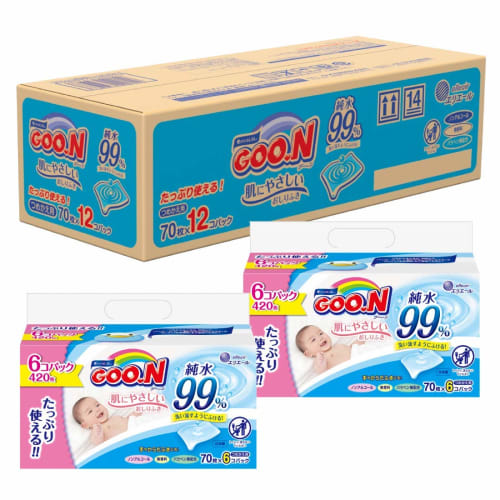Taprich [Wet Wipes Refill] GOO.N Skin-Friendly Wet Wipes, 840 Wipes (70 Wipes X 12 Packs), Case Sold [.co.jp Exclusive]
