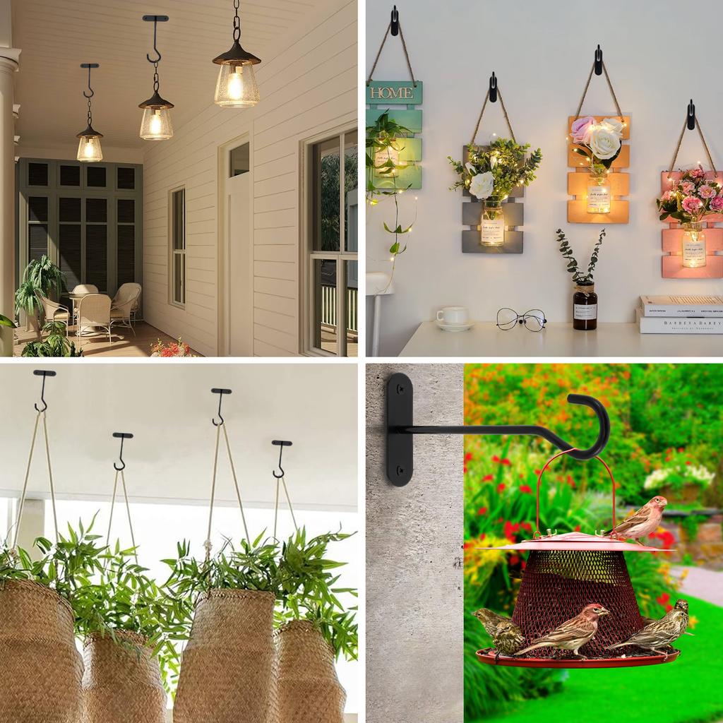 4 шт. металлических крючков для растений, настенные крючки для подвесных корзин, кормушек для птиц на открытом воздухе, фонари для растений, колокольчики для украшения дома