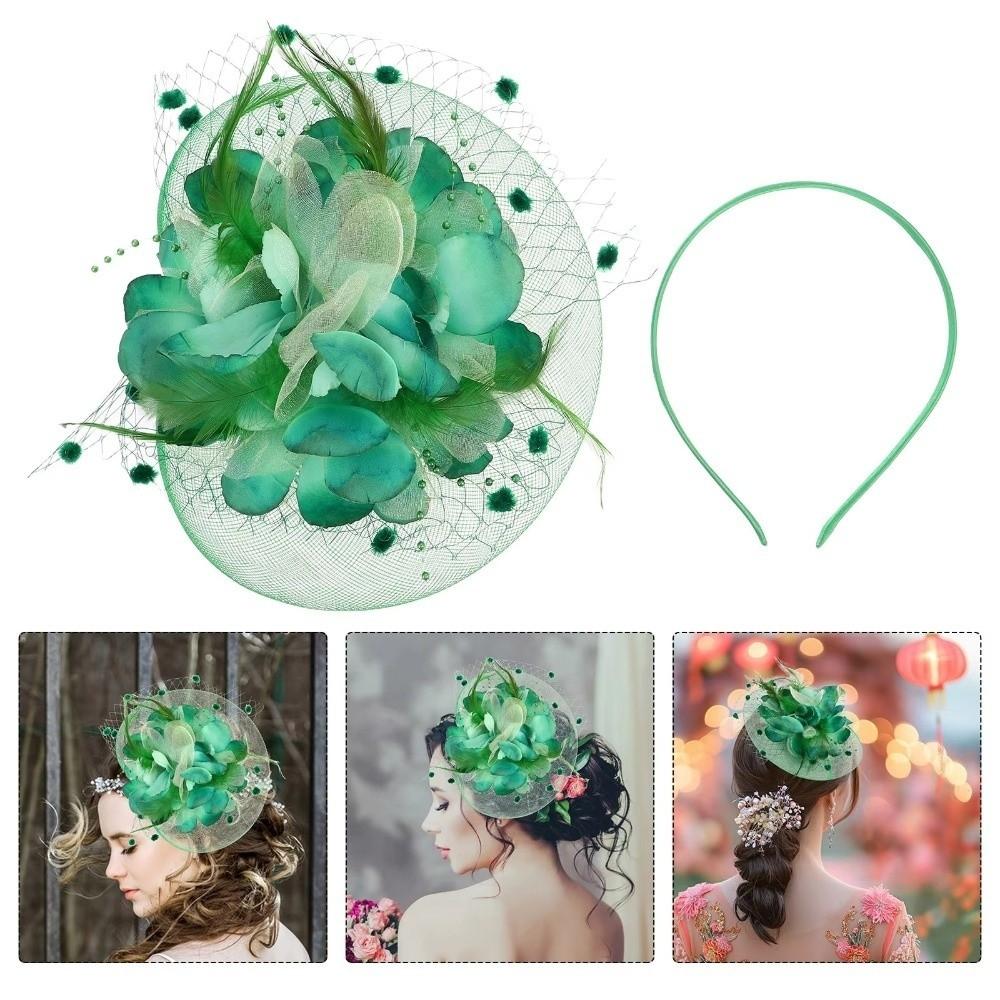 Элегантная шляпка-вуаль Головной убор Перья Головной убор невесты Винтажная сетчатая шляпка-фасинатор Фотография