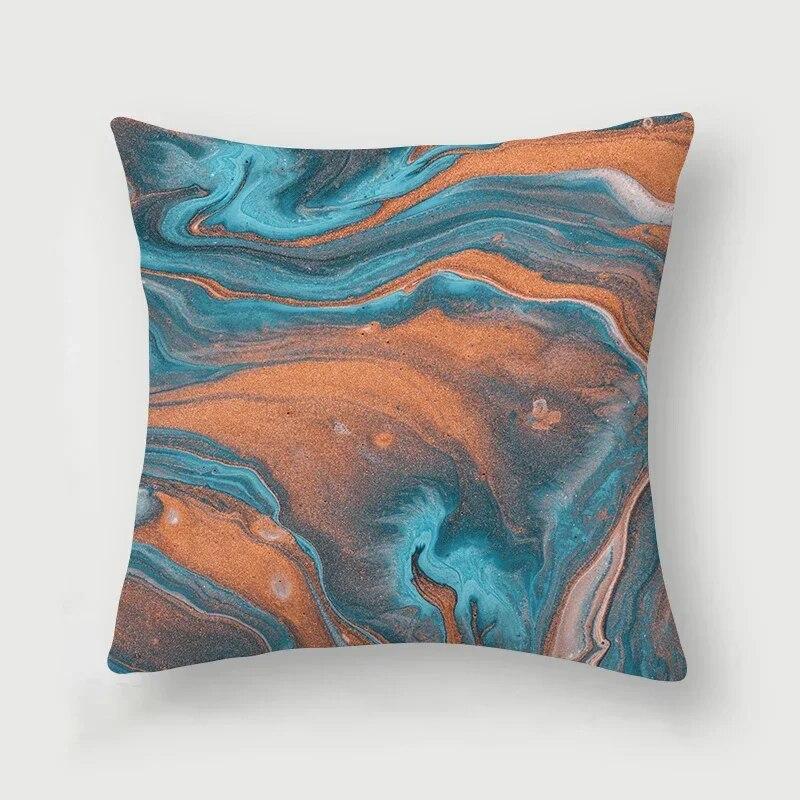 Nordic Blue Marble Polyester Pillowcase Sea Rock Texture Bedside Sofa Chair Throw Pillow Cushion Cover Home Decor