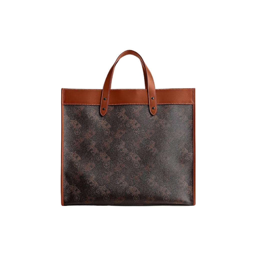 Coach Horse & Carriage Print Large Tote Bag with Leather Trim for Work & Travel Use