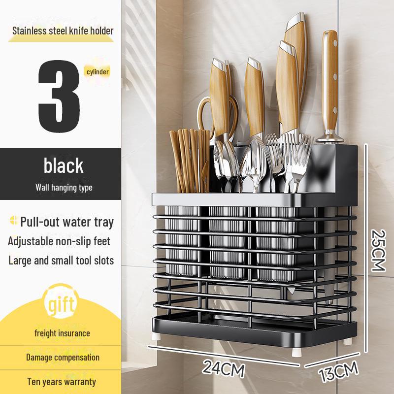 «Кухонный нож и держатель палочек для еды из нержавеющей стали с подставкой для разделочной доски»