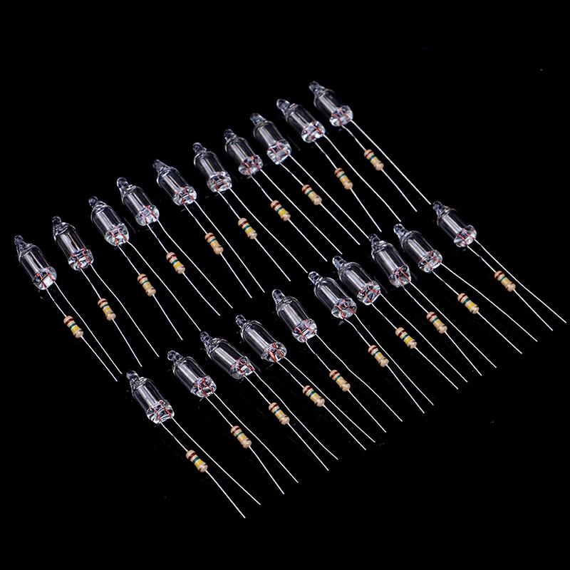 20Pcs Neon Indicator Lamps With Resistance Connected To 220V 6*16 Mm Indicator