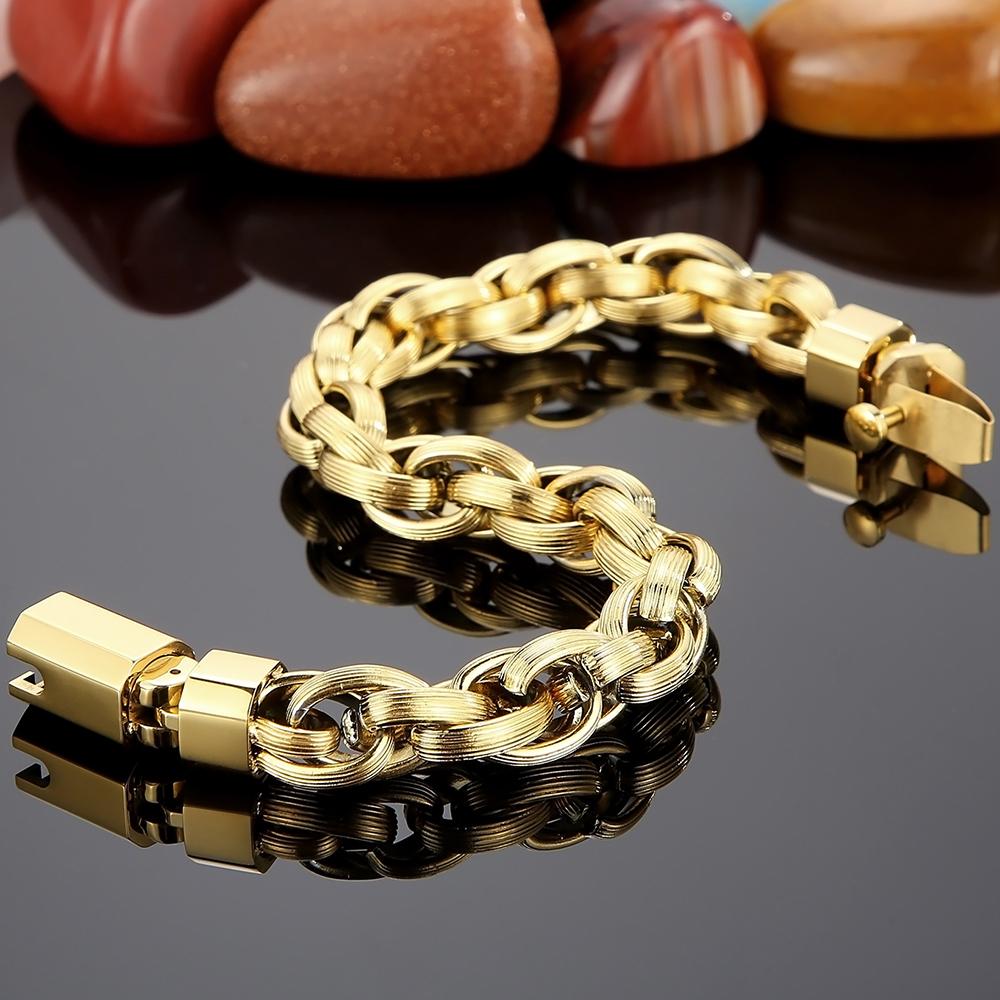 Большой размер 21/23,5 см, черный позолоченный мужской браслет-цепочка из нержавеющей стали для мужчин, мужские ювелирные аксессуары