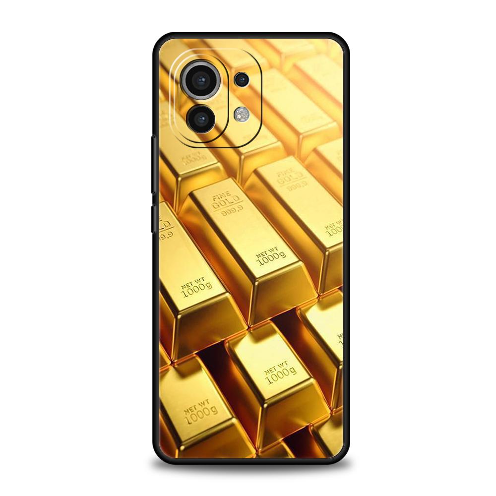 Чехол для телефона для Xiaomi 15 14 13 12 Lite 14T 13T 12T Pro Poco X7 X6 X5 X4 X3 NFC F7 Ultra F6 Pro Мягкий чехол Золотой узор с деньгами