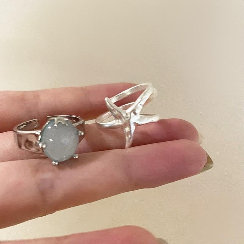 Кольца из стерлингового серебра 925 пробы для женщин, пары, минималистичные, ручной работы, простые, с синим камнем, звезда, кольцо, ювелирное изделие для вечеринки, подарок, предотвращает аллергию