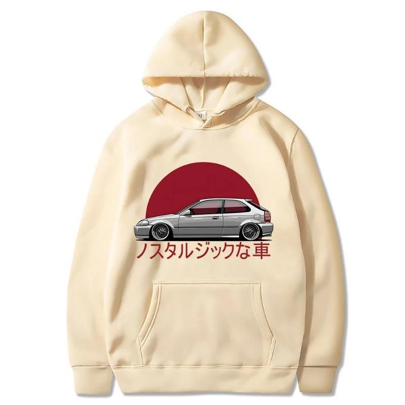 Men Nostalgic Car Hoodie Jdm Comic Printing Tracksuit Print Unisex Streetwear Hip Hop Autumn Winter Fashion Hip Hop Tops