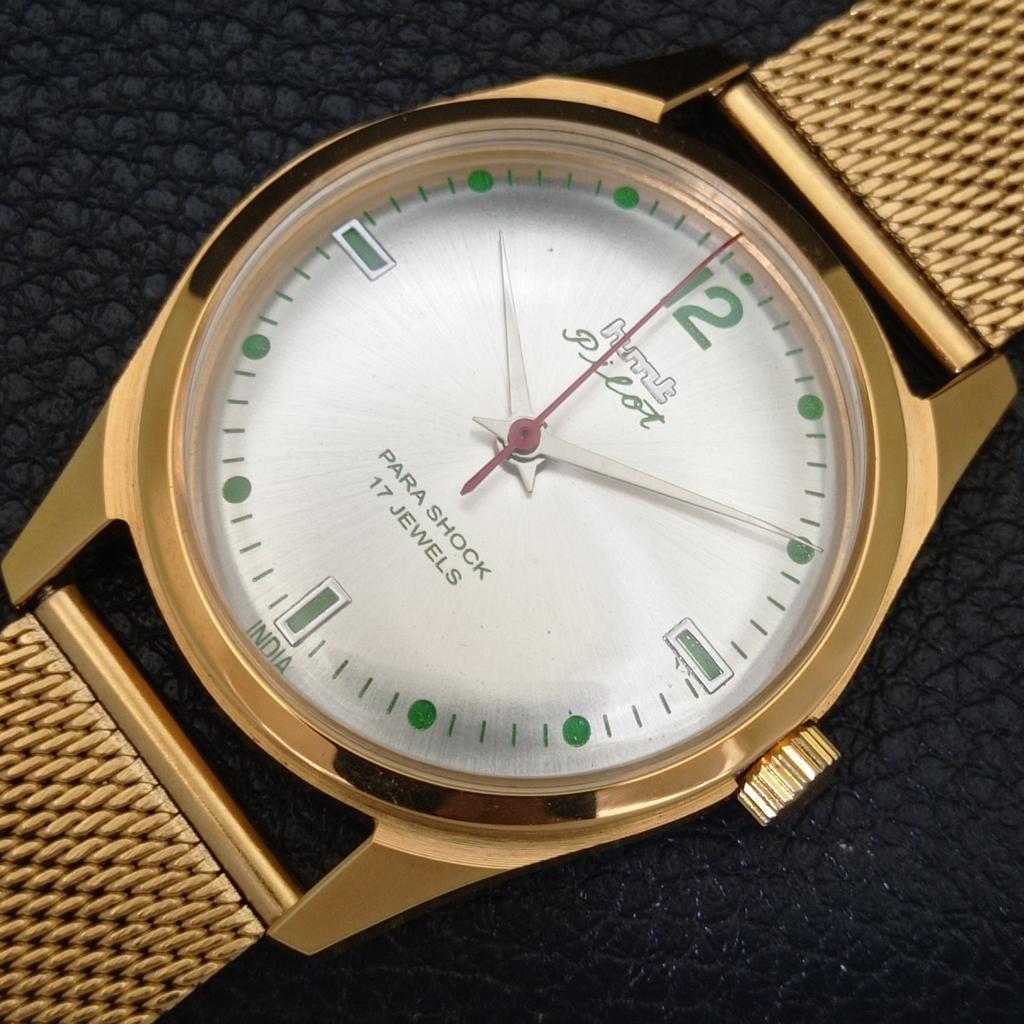 HMT PILOT VINTAGE HAND-WINDING INDIAN MENS SILVER COLOR DIAL WATCH A702072-5 R208-a702072