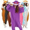 Funny Monkey Bear Cat Jumpsuit Onesie for Adults Cartoon Kigurumi Pajamas for Halloween Jumpsuits Pijama Women Men Cosplay Costume