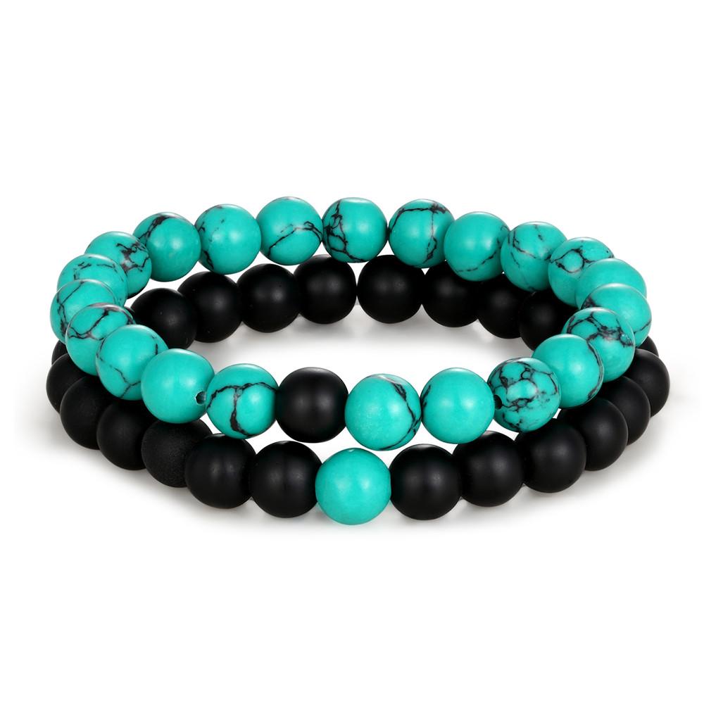 2pcs/set Distance Bracelet Crown Beads Charm Natural Stone Bracelets for Women Men Couples friendship bracelets Jewelry Gifts