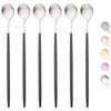 6Pcs Coffee Stirring Spoon Cutlery Set Juice Black Gold Tea Spoon Dinnerware Ice Cream Long Handle Scoop Tableware Kitchen Tools