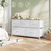 Commode Chambre WOLTU - Armoire 5 Tiroirs en Tissu - Bois d'Ingénierie et Métal - Blanc W0ITT5025