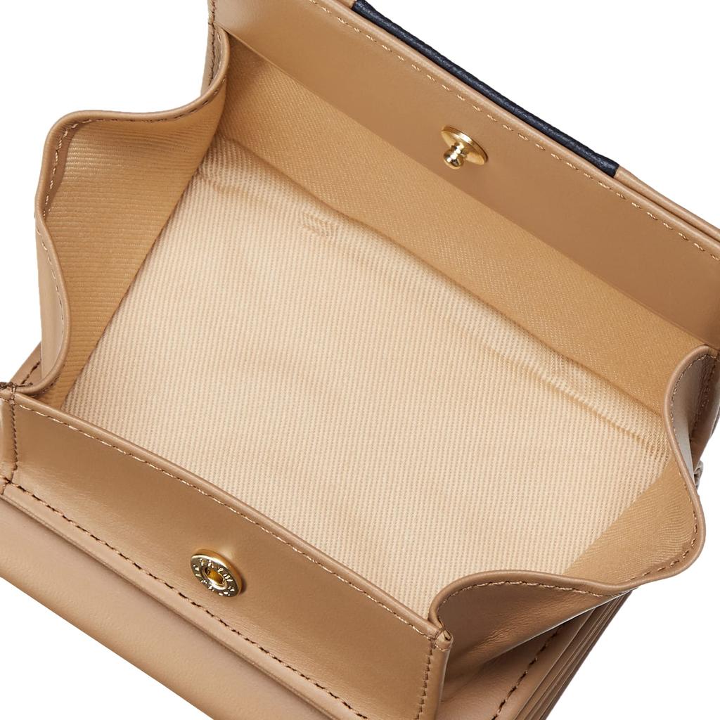 Lisa Larson LTLY-04 Трехстворчатый кошелек, Женский мини-трехстворчатый кошелек, Коричневый и темно-синий