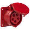 Straight Panel Socket 16A 400V 3P+Z+N 75x75mm IP44