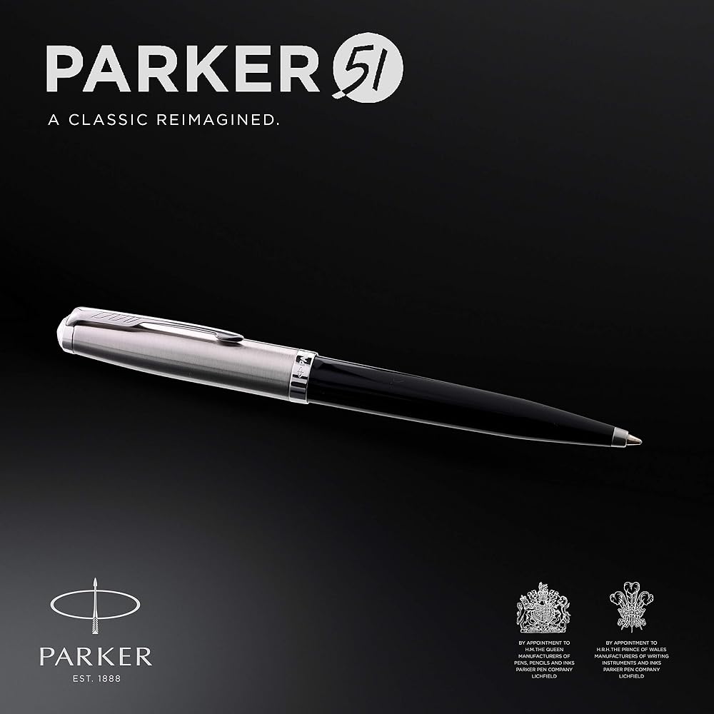 PARKER Parker Ballpoint Pen 51, Black CT, Medium, Permanent, in a Gift Box, Imported, 2123495Z