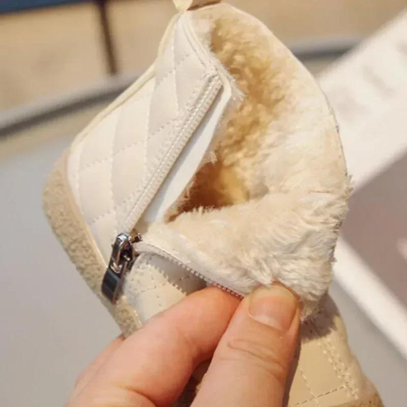 Winter Kids Snow Boots Plush Warm Thicken Children Girls Short Boots Non-slip Size 21-30