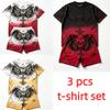 Summer Y2K Vintage Cross Skull Wings Graphic Printed Round Neck Short Sleeved T-Shirt And Shorts Set Men's and Women's T-shirt Shorts Set