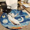 1pc Cat Night Sky Office Round Area Rug, Under Office Chairs Bedroom Living Room Home Decor, Room Deco, Available in Various Sizes