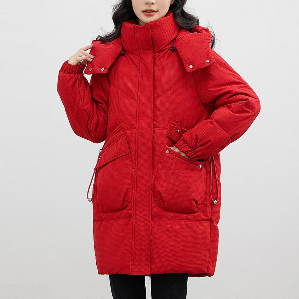 Girls' Thickened Medium-Length Loose Fashion Large-Size Hooded Comfortable Quilted Cotton-padded Jacket