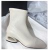 Мягкая кожа Женские осенне-зимние остроносые эластичные модные теплые ботильоны на высоком каблуке для通勤, улицы и путешествий
