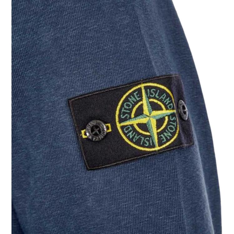 Stone Island Crew Neck Fitted Logo Long Sleeve Sweatshirt Men sweatshirt Blue 721566060-V0128