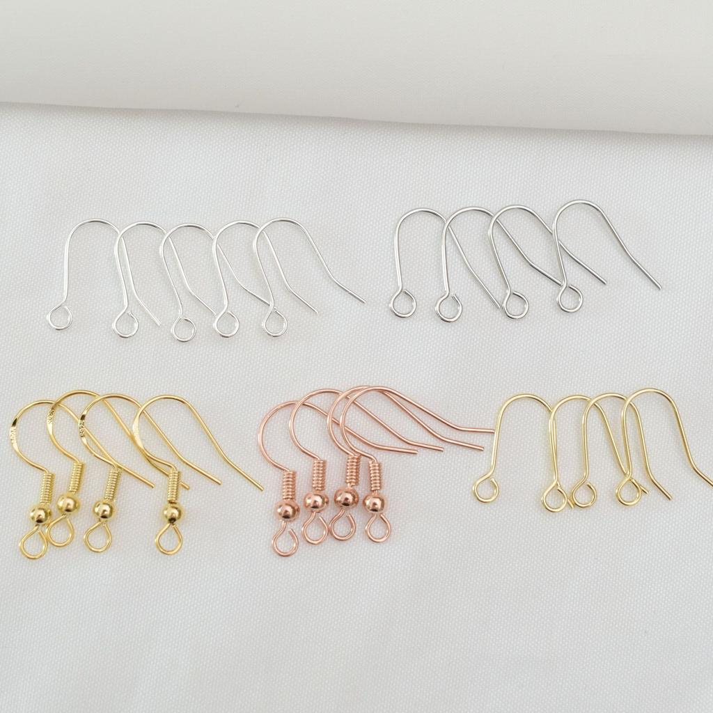 100pcs Color Retention 18K Bag, Gold Diy Ear Hook Accessories, Pure Copper U-Shaped Flattened With Beads,, Hooks, Accessories,, Ear Hooks.