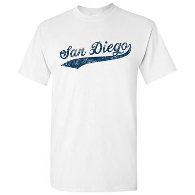 Мужская унисекс футболка San Diego City Script - Белая