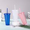 Water bottlePP temperature-sensing glitter color-changing cup large capacity 710ml single-layer plastic cup summer portable straw cup