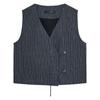 Zaprha 2025 Summer New Fashionable Western Style Lightweight Stripe Linen Blend Vest Vest 3620530