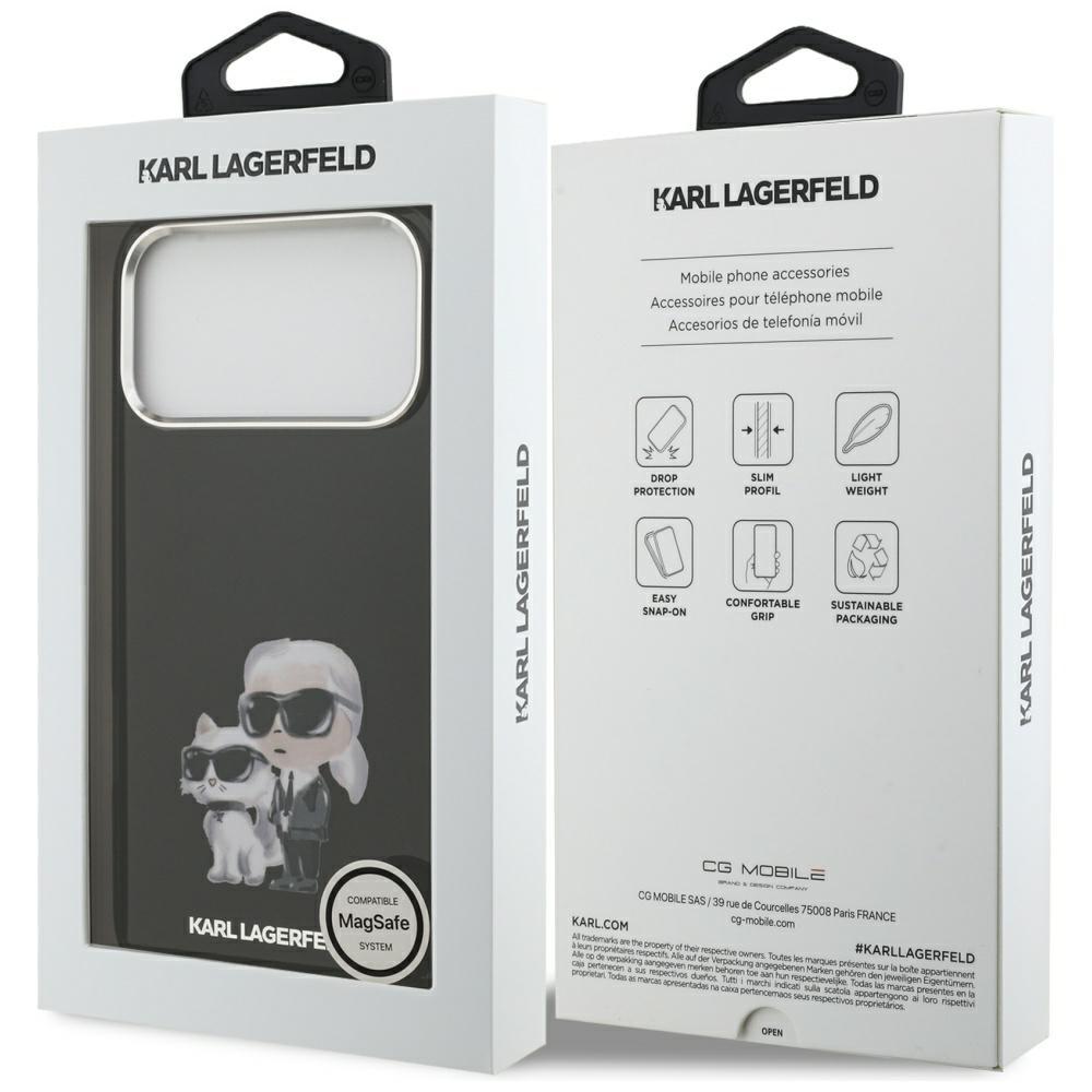 Karl Lagerfeld IML Aquarelle Karl & Choupette & Logo MagSafe Case for iPhone 17 Pro Black