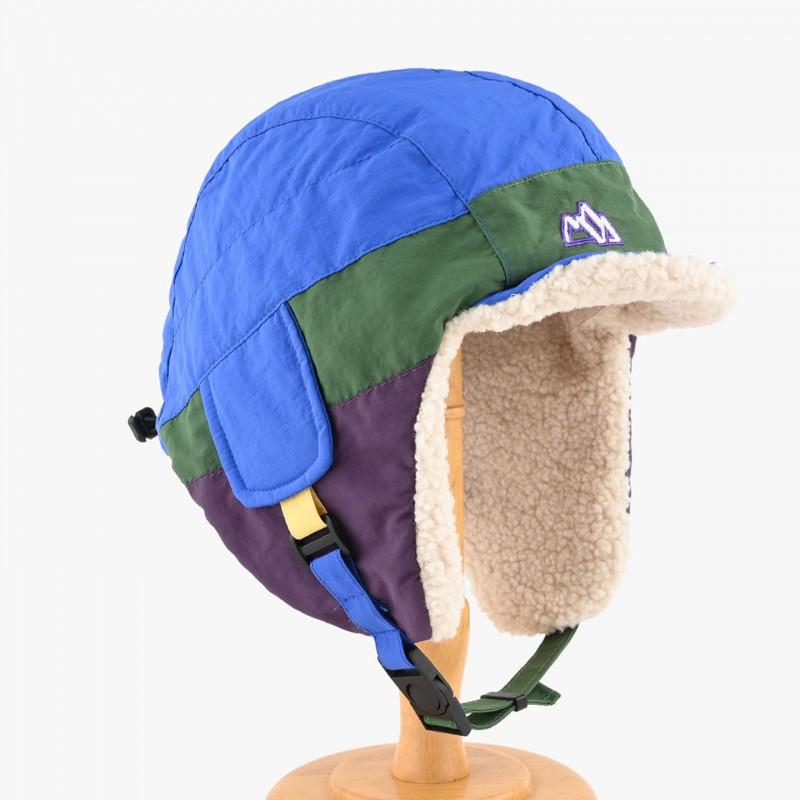 Color-Block Fleece Hat Men Women Winter Warm Ear Protection Beanie With Short Brim