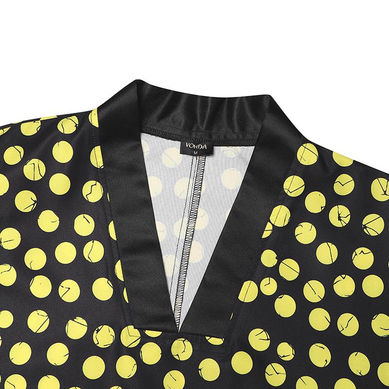 Oversized Women V Neck Half Batwing Sleeve Polka Dots Print Casual Loose Maxi Dress