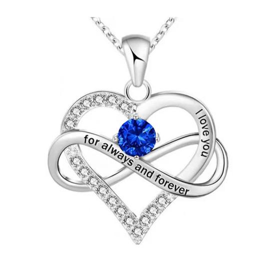 Ожерелье в форме сердца для женщин Романтичная подвеска в форме сердца с надписью «Я люблю тебя вечно» из кубического циркония