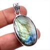 Natural Labradorite Gemstone 925 Solid Sterling Silver Gift Pendant 1.75" q7M87