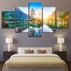 Landscape Canvas Posters Home Decor 5 Pieces Natural Lake Paintings Wall Art Scenery Pictures Modular Living Room Decor No Frame