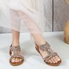 Fashion 2025 New Summer Women's Rhinestone Design Flat Sandals Bohemian Style Comfortable Lightweight hollow Breathable Elegant Shoes