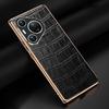 Чехол для Huawei Pura 70 с крокодиловой текстурой из натуральной коровьей кожи + чехол для телефона из ТПУ
