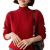 Women's Cashmere Cable Knit Sweater, Half-High Neck, Korean Style, Autumn/Winter 2024 Fashion