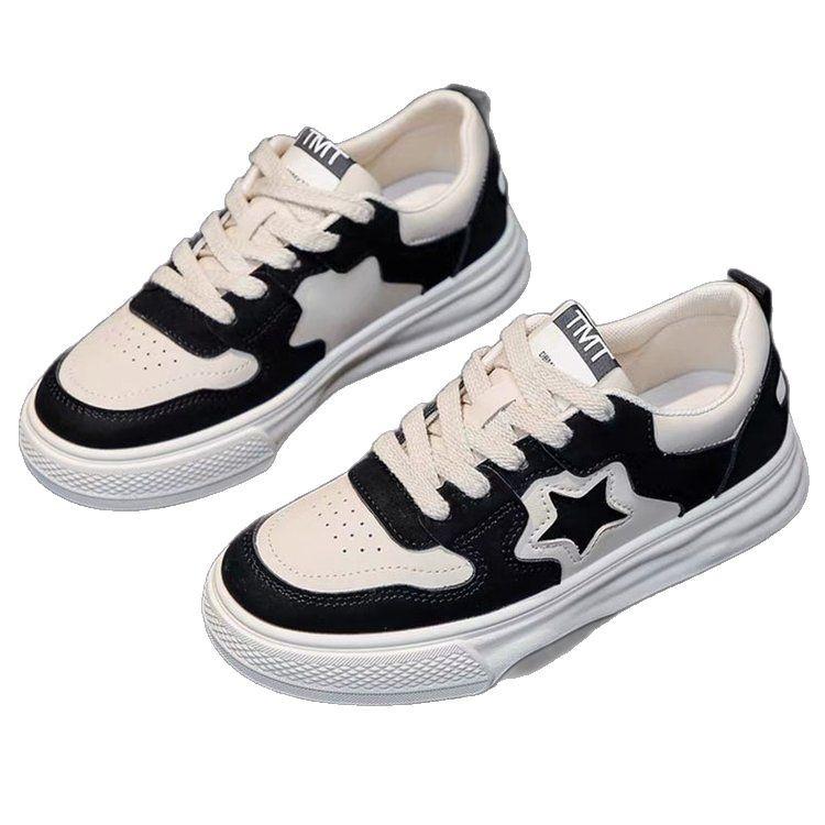 Спортивные туфли на толстой подошве женские 2025 весна новые универсальные удобные маленькие белые туфли пятиконечная звезда мягкая подошва повседневная обувь женская