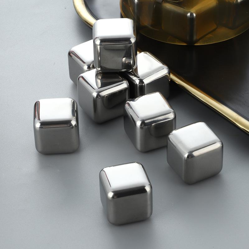 12pcs Whiskey Ice Cubes Stainless Steel Ice Cube Set Bar Whiskey Stone Reusable Chilling Stones Red Wine Cold Drinks Ice Cubes
