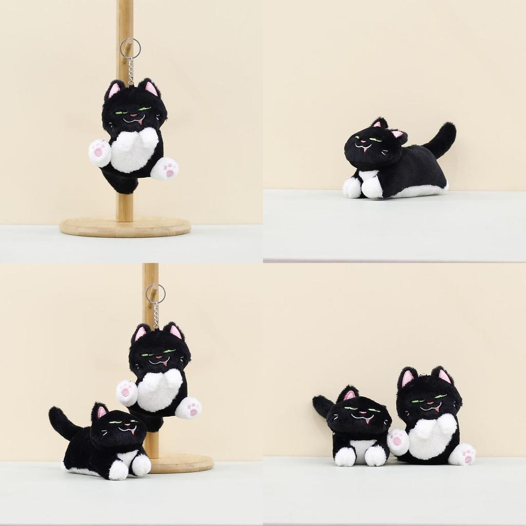 Милый плюшевый брелок-кошка Игрушка Мягкая сидящая кукла черного кота Аксессуар для сумок