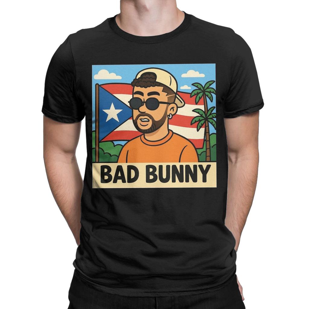 Арт Bad Bunny Debi Tirar Mas Fotos Футболки для мужчин Хлопок Смешная футболка Круглый вырез Футболки С коротким рукавом Одежда с принтом - Мужская...