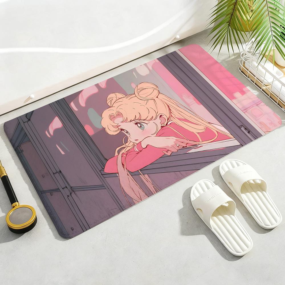 ANIME S-SAILOR-MOON Floor Mat Soft Thickened Non-Slip Door Mat for Living Room Home Decor Flannel Rugs